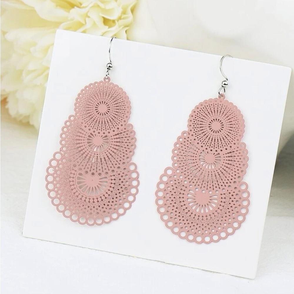 NEW• Make Them Blush Pink Laser Cut Earrings